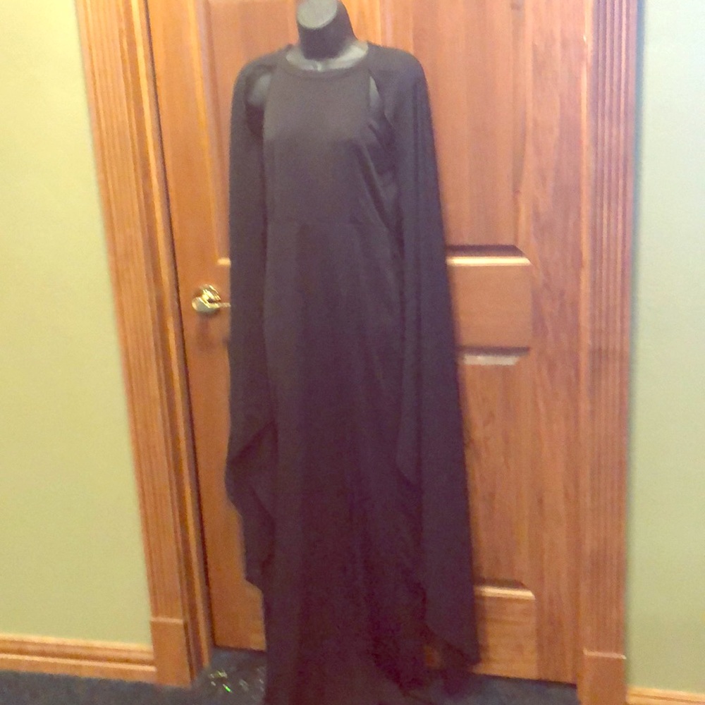 Black Sleeveless Dress with flower my sleeves.